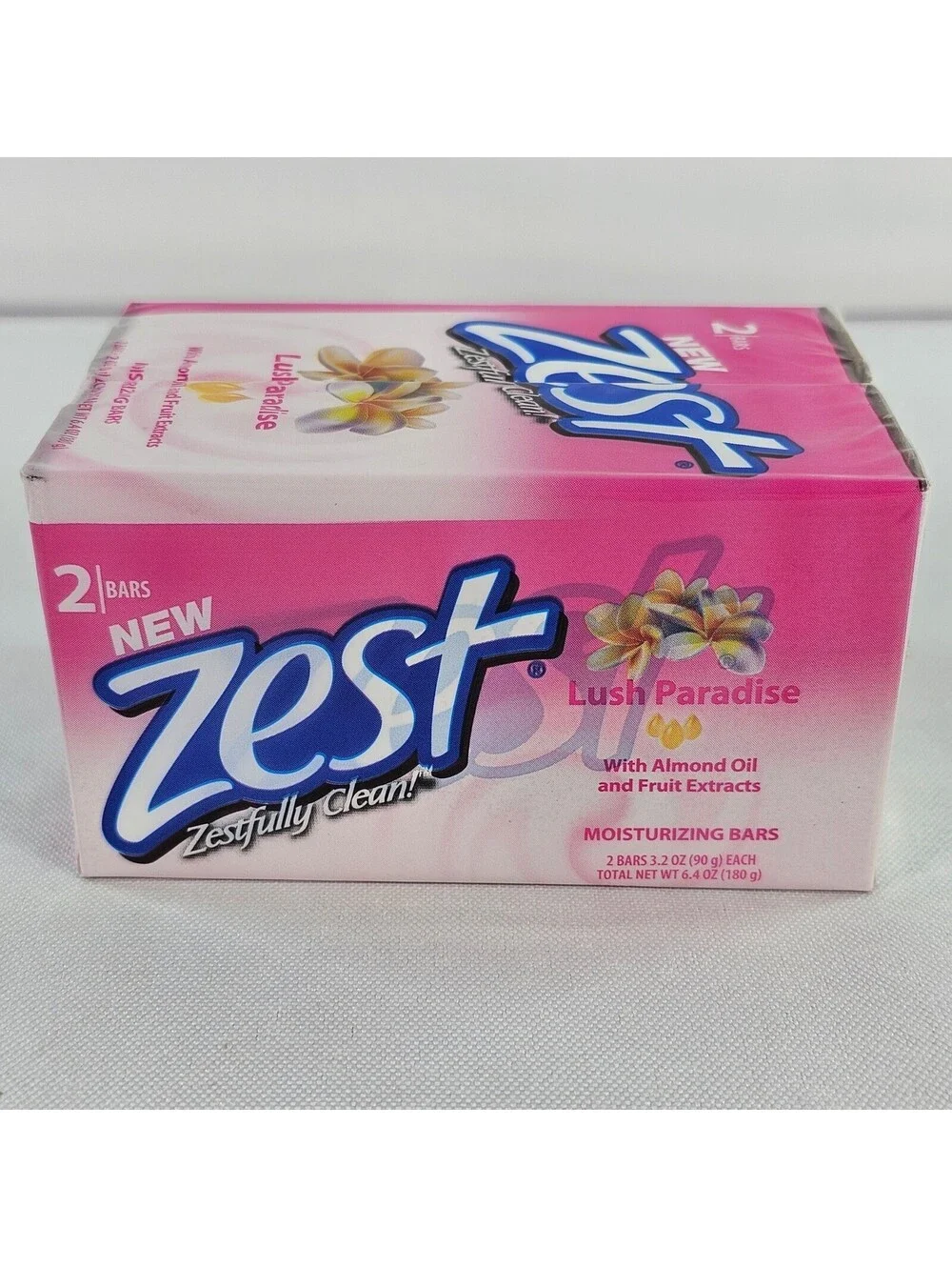 Zest Lush Paradise Moisturizing Bar Soap 2 Bars Almond Oil Fruit Extracts 6.4oz